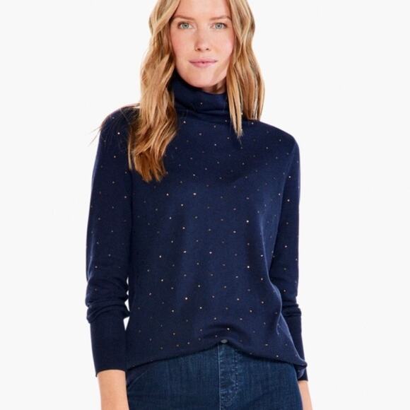 Nic + Zoe Vital Twinkle Sweater Dark Indigo Navy Blue M NEW - Picture 1 of 12